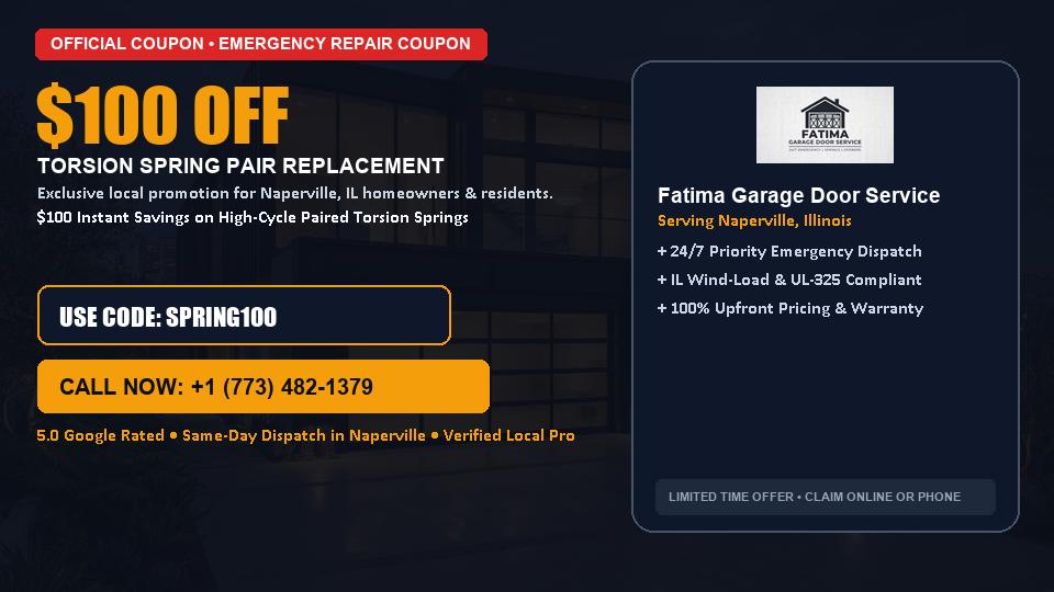 Fatima Garage Door Service $100 OFF Dual Torsion Spring Replacement in Naperville, IL