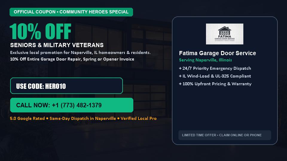 Fatima Garage Door Service 10% OFF Seniors & Military Veterans in Naperville, IL